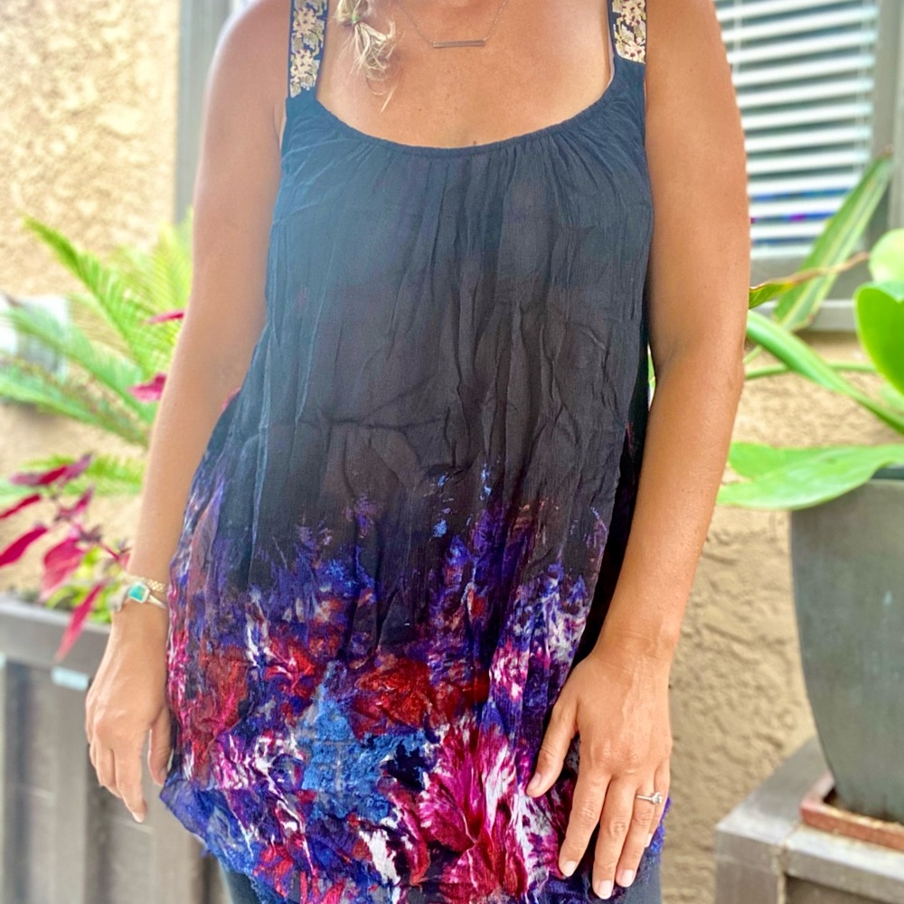 Free People Flower Tunic with Embroidered straps